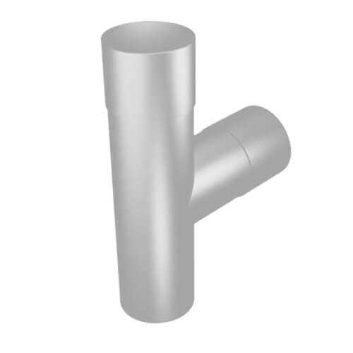 Aluminium Round Swaged Downpipe Single Branch - 92.5 Degree x 76mm PPC Finish