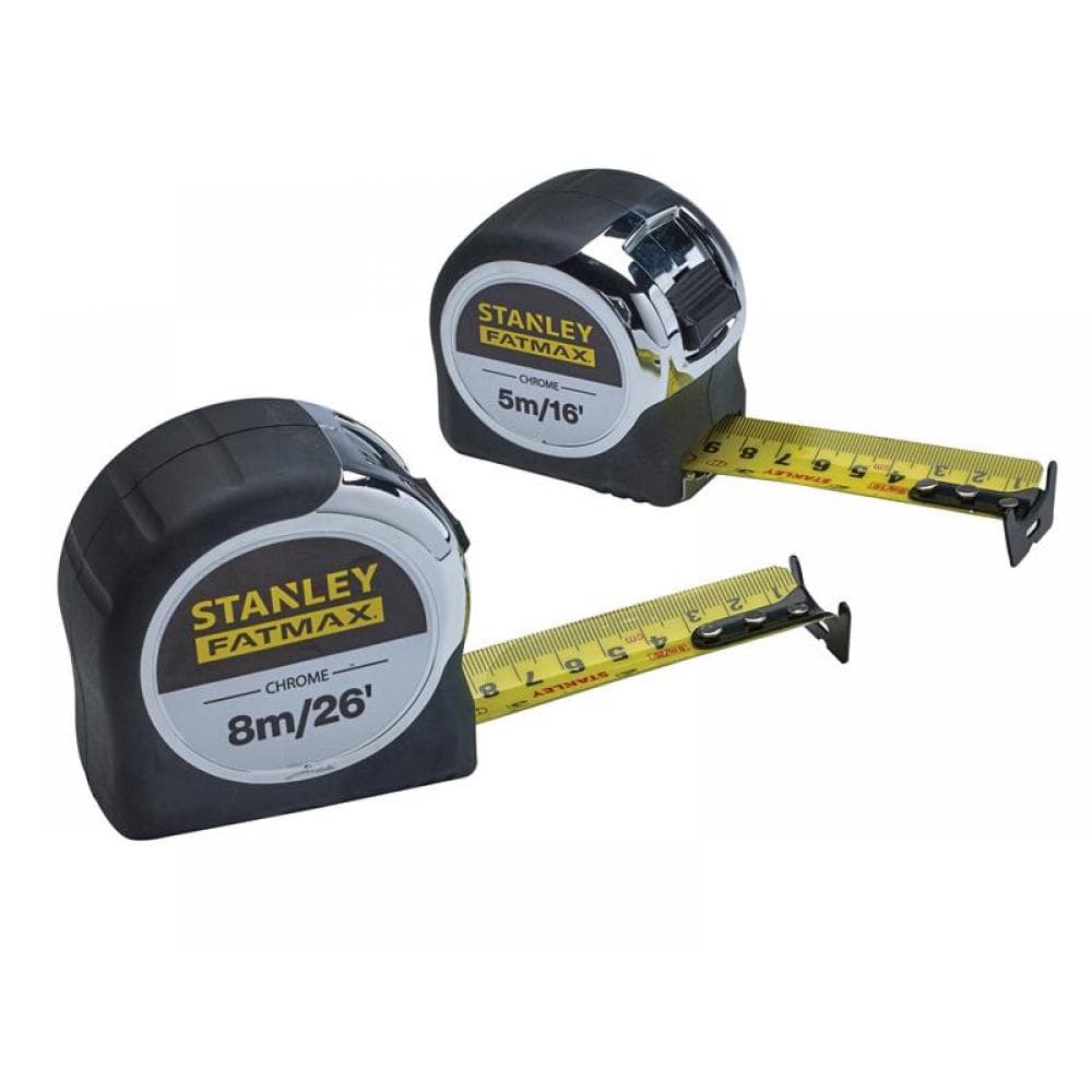 Stanley® FMHT43041-0 Fatmax® Chrome Pocket Tapes 5M/16Ft & 8M/26Ft (Twin Pack)