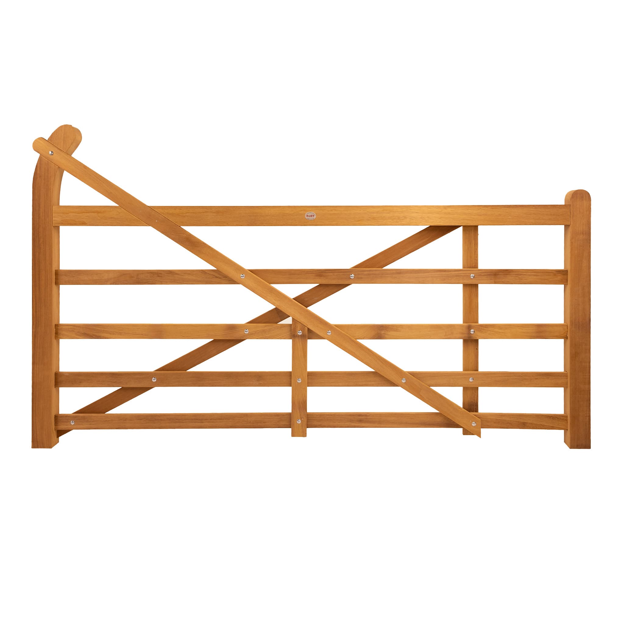 Ruby Iroko 5 Bar Curved Heel Driveway Gate