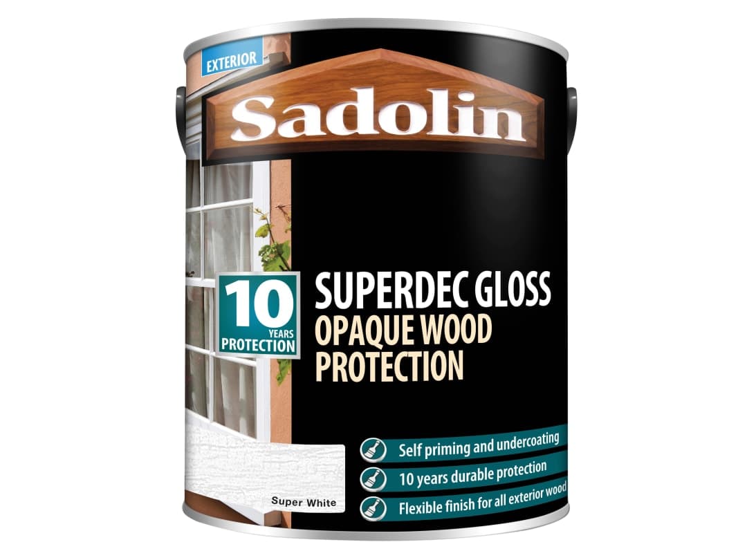 Sadolin Superdec Opaque Wood Protection Super White Gloss 5 litre 5028852