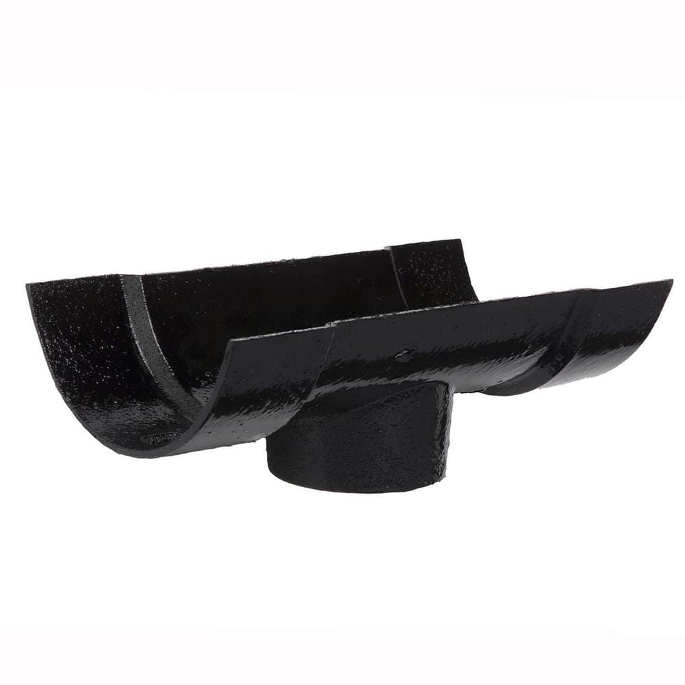Hargreaves Premier Cast Iron Half Round Gutter Running Outlet - 150mm for 100mm Downpipe Black