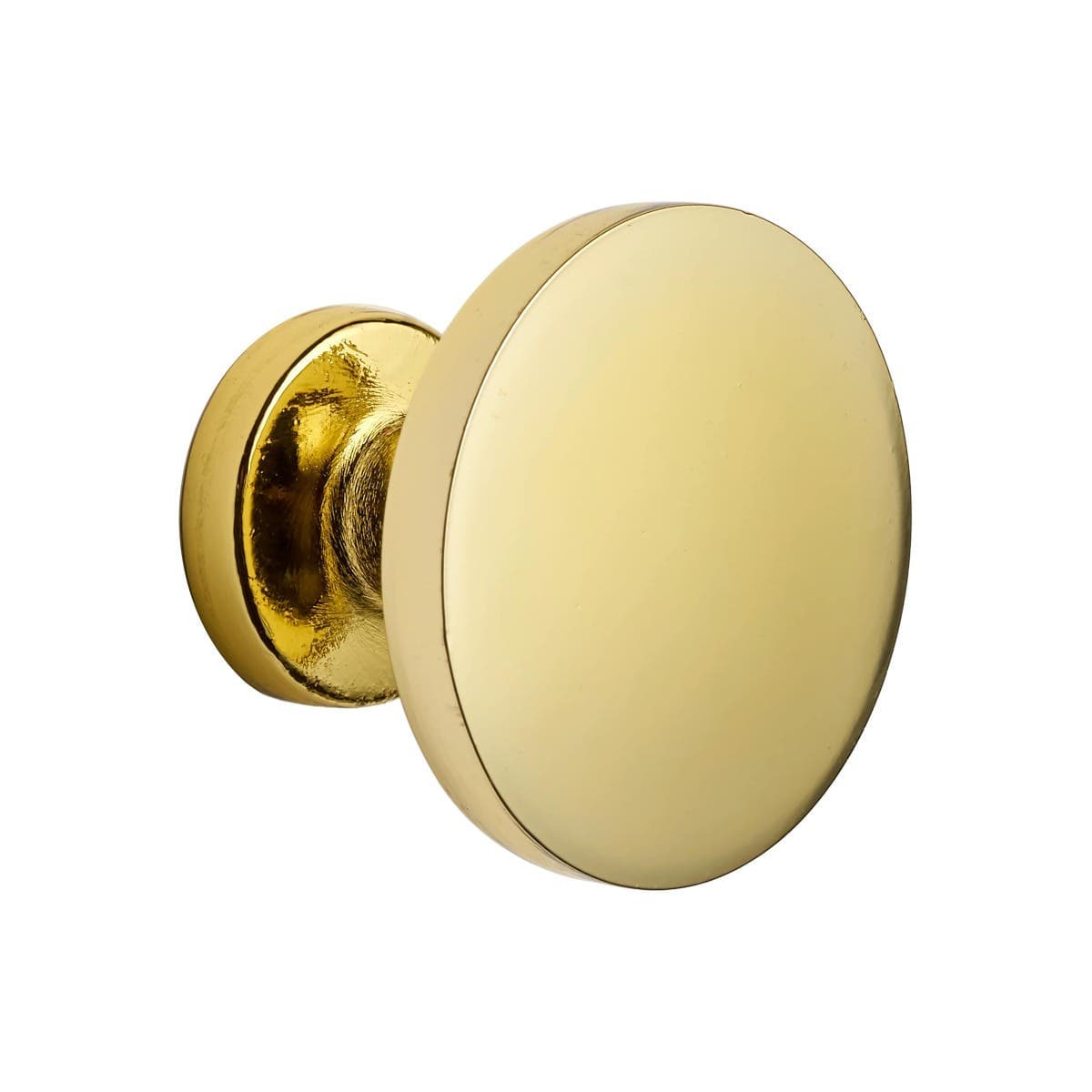 Classic Flat Cabinet Knob - 30mm - Polished Brass - Pair - Elite Knobs & Handles