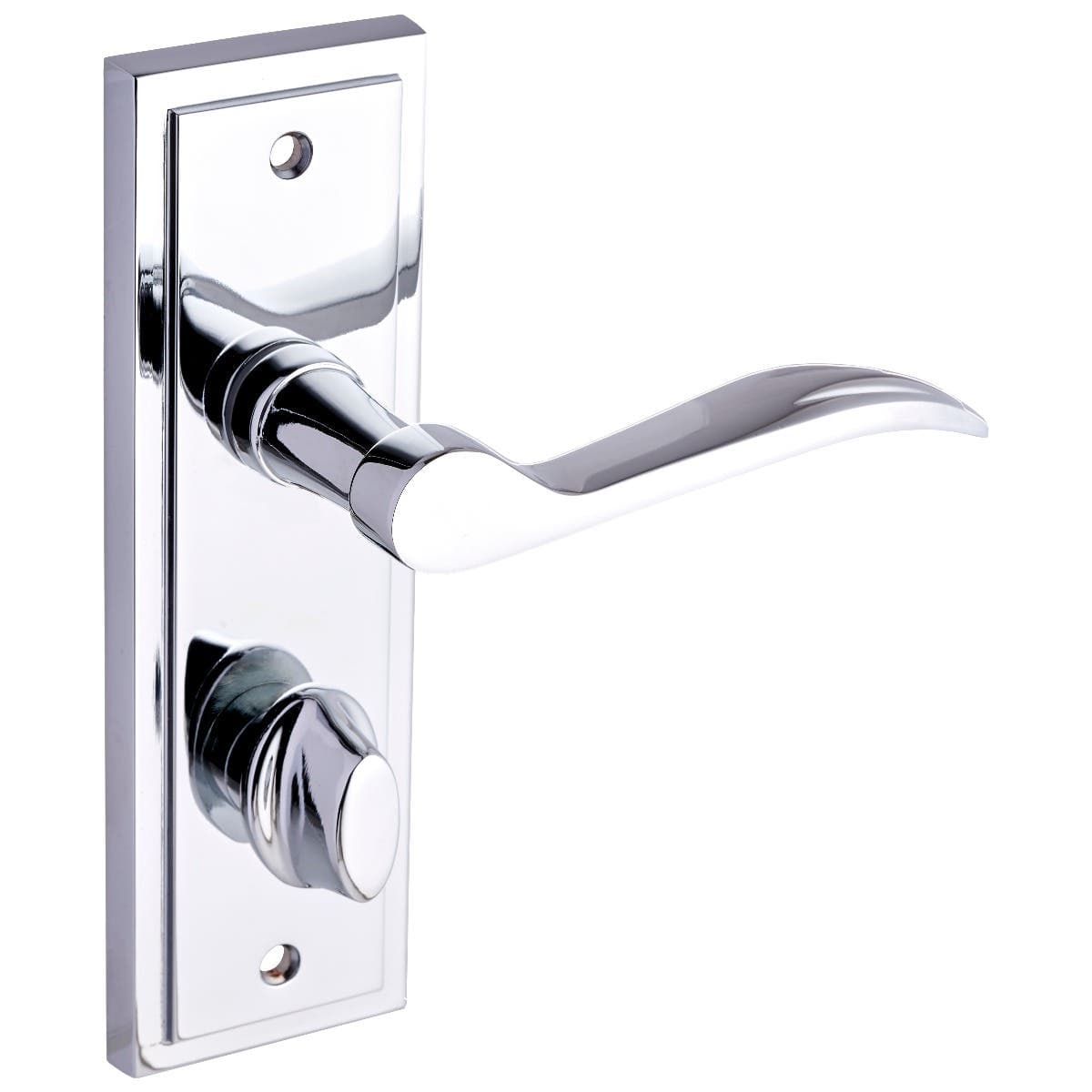 Berkley Thumbturn Lock Bathroom Door Handle - Polished Chrome - Pair - Designer Levers