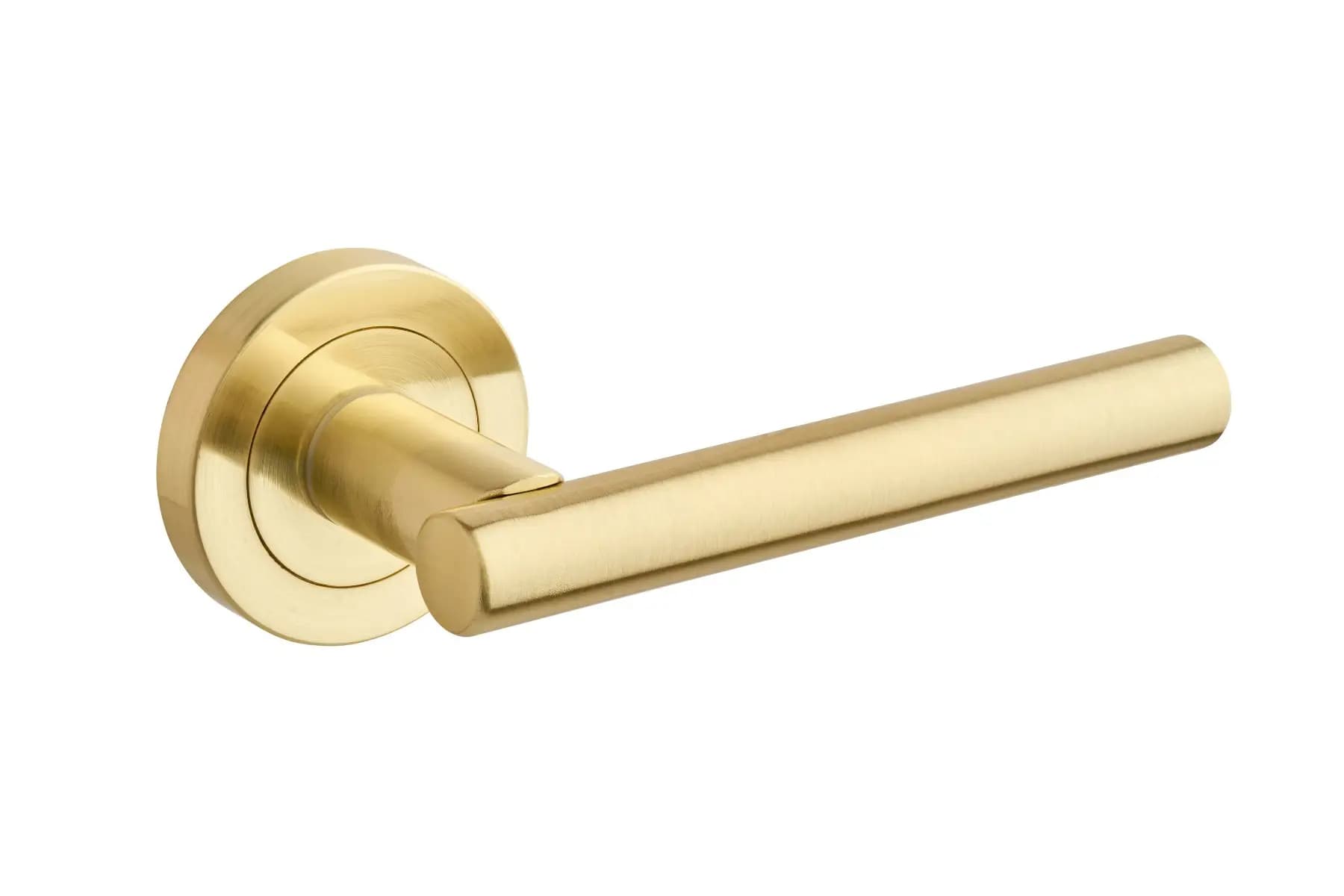 T-Bar Lever On Rose Door Handle - Brushed Brass - Pair - Designer Levers