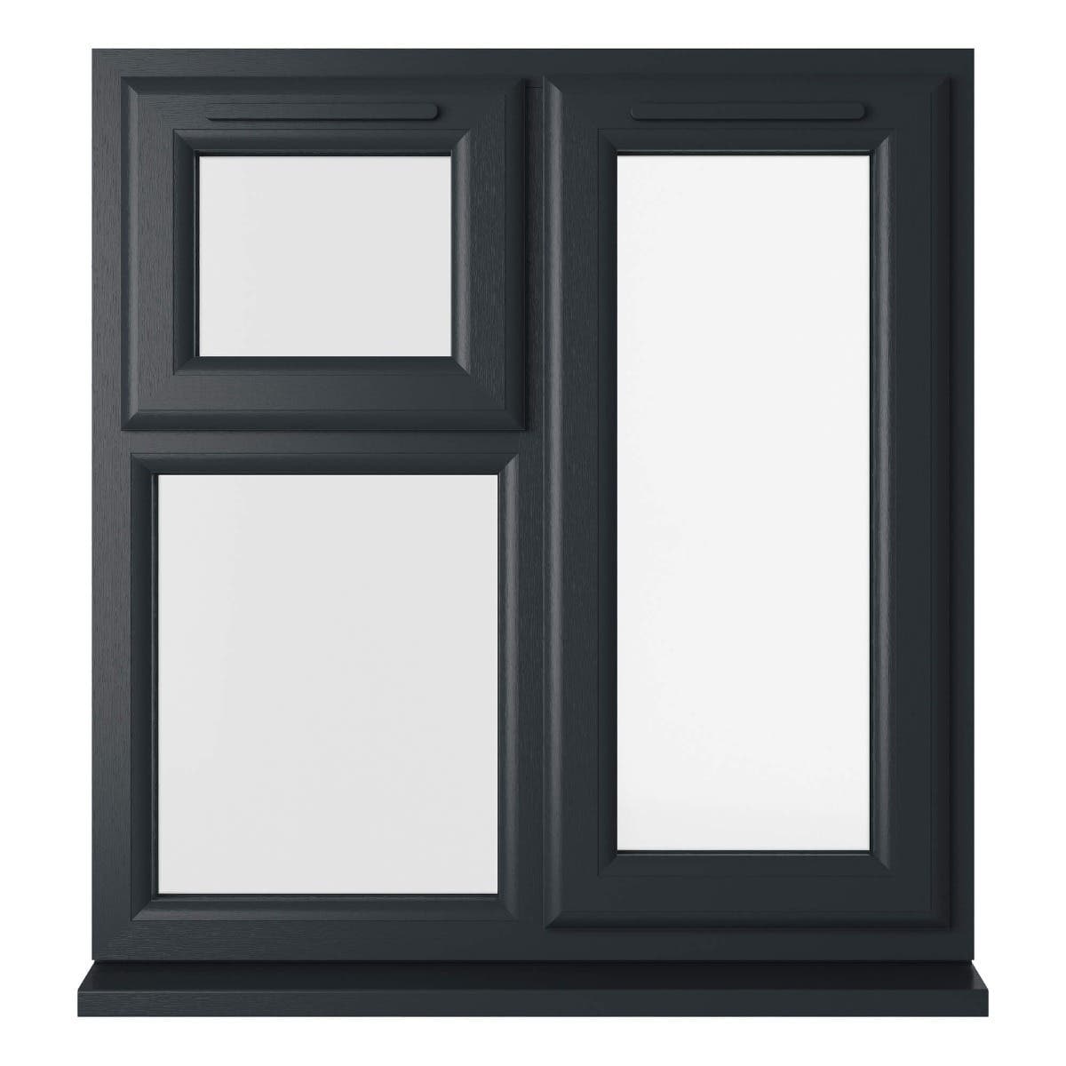 uPVC Grey/White Triple Glazed Window - Right Handed - Side Hung/Top Opener - Clear Glass - 905 x 965mm