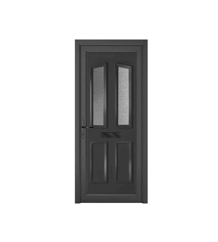 uPVC Kensington Grey/White Front Door - Left Hand Open - Obscure Glass - Double Glazed - 920 x 2090mm