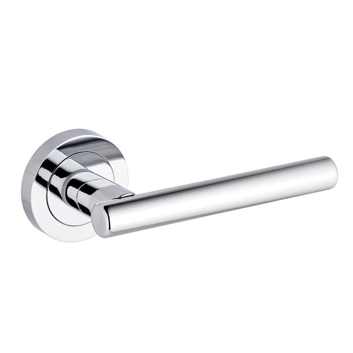 T-Bar Lever Door Handle on Rose - Polished Chrome - Pair - Designer Levers