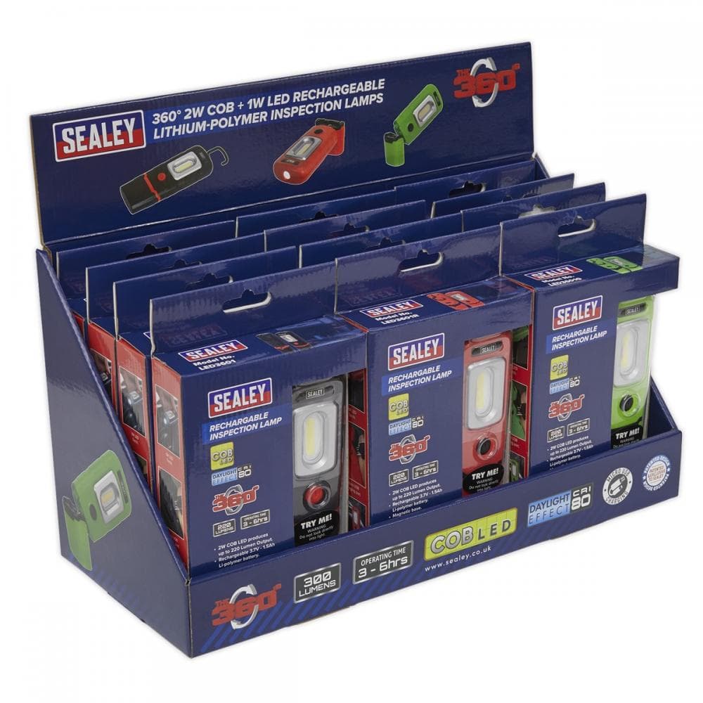 Sealey LED3601COMBO Led3601 Series Inspection Light Combination - Display Pack Of 12