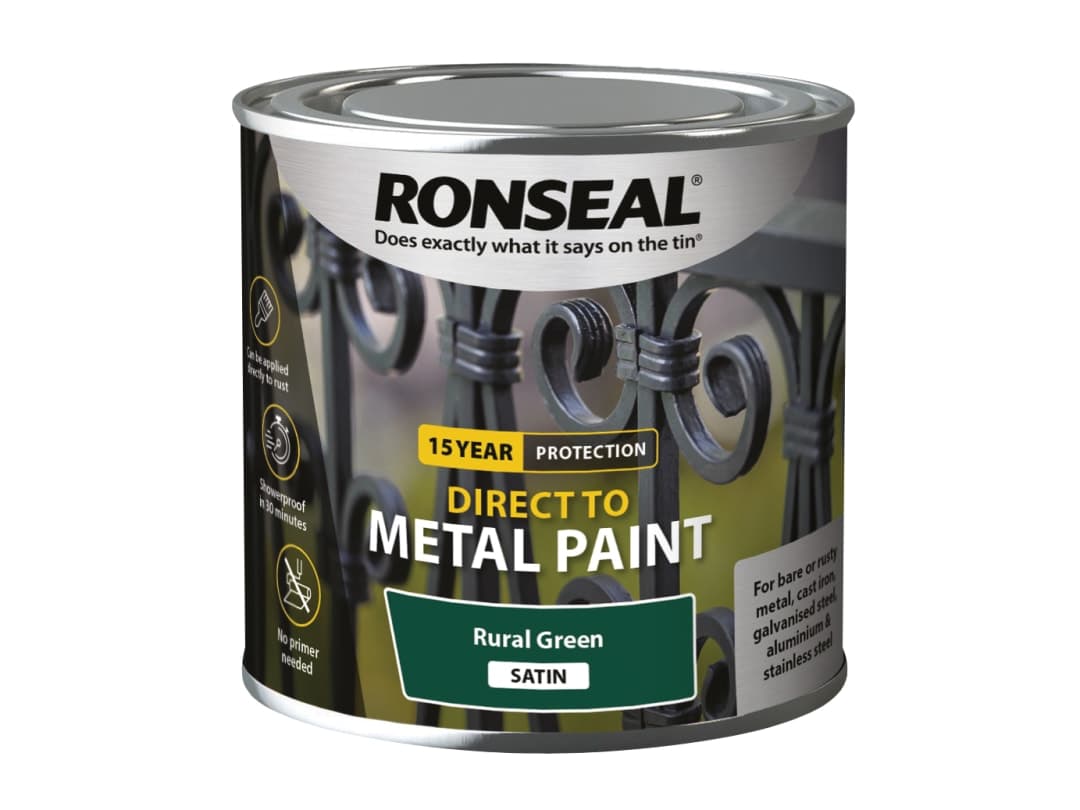 Ronseal Direct to Metal Paint Rural Green Satin 250ml 39186