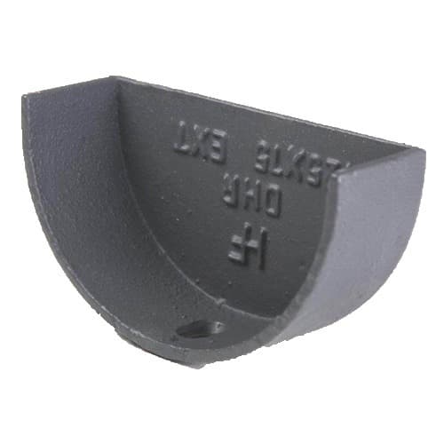 Hargreaves Premier Cast Iron Deep Half Round Gutter External Stopend - 100mm Primed