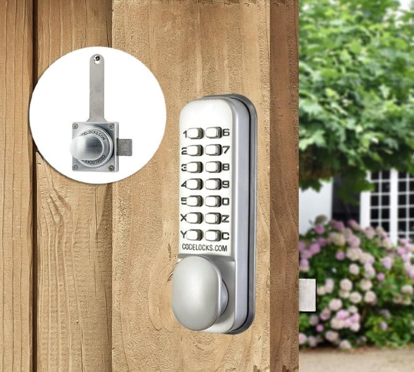 Mechanical Front Plate/Surface Latch Lock - Keypad - Adjustable Backset - Silver