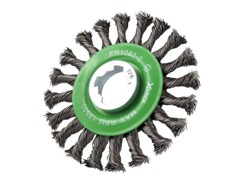 Faithfull 4311XL450 X-Lock Conical Wire Brush 115Mm M14X2 0.50Mm Stainless Steel Wire