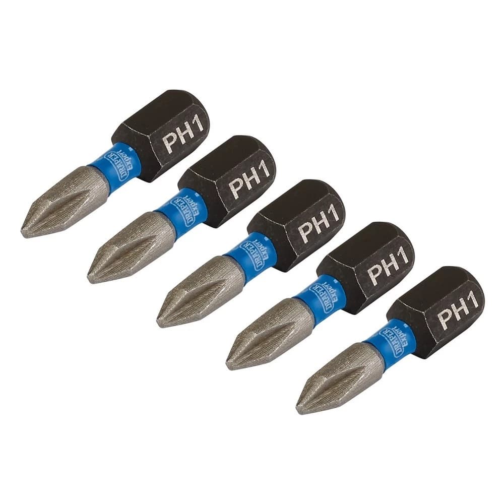 Draper Expert 04934 Cross Slot/Ph Type Impact Screwdriver Bits No.1 X 25Mm 1/4in Hex (Pack Of 5) 1