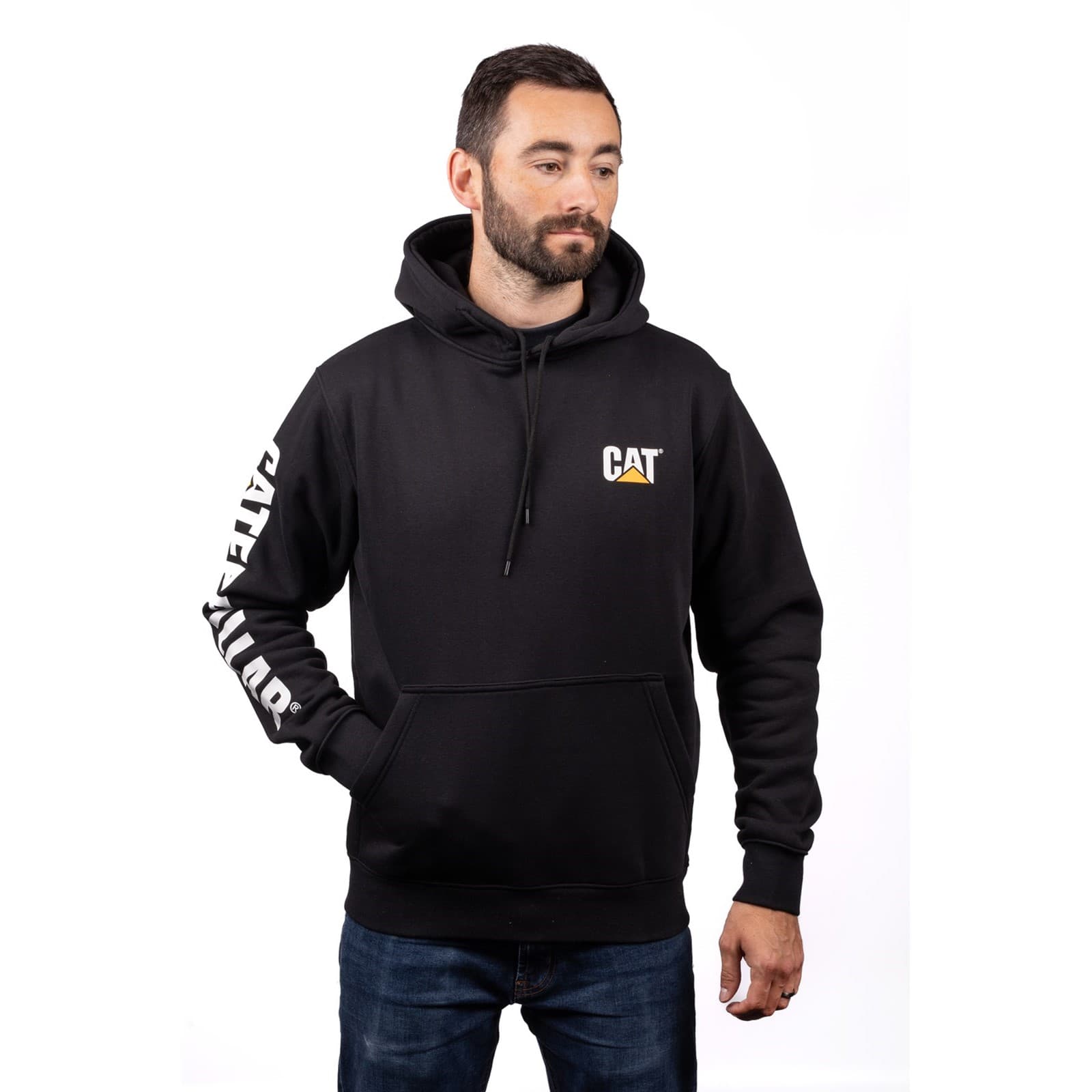 Caterpillar Trademark Banner Hooded Sweatshirt Size Lge Black 38520-71791-05