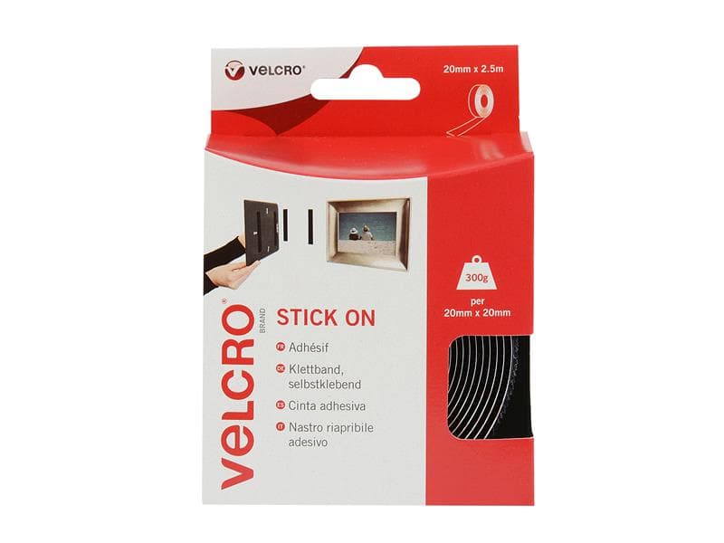 Velcro® Brand VEL-EC60215 Stick On Tape 20Mm X 2.5M Black