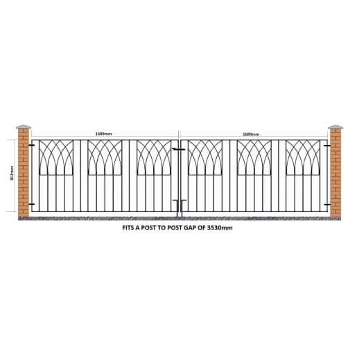 Abbey Double Driveway Metal Gates 3530mm GAP x 812mm High Zinc & Powder ABZP14