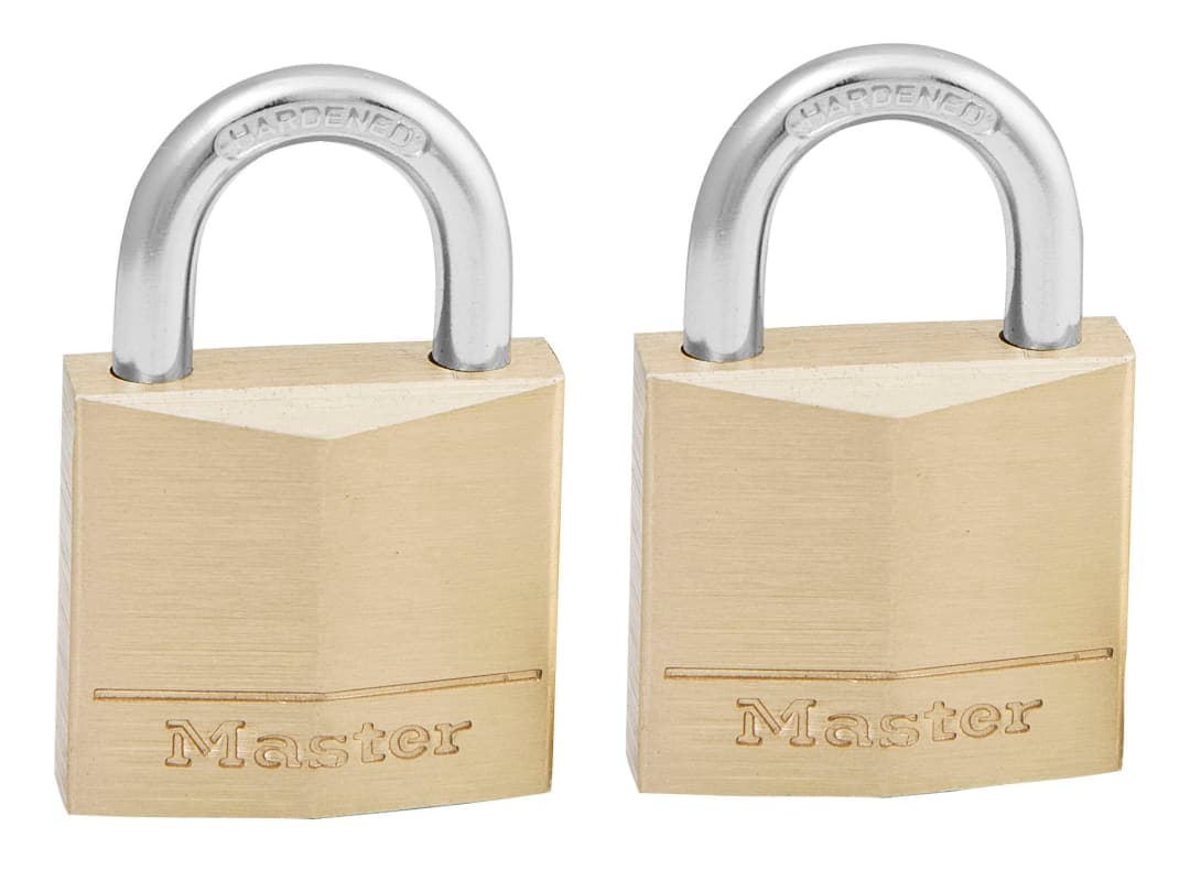 Master Lock Solid Brass 30mm Padlock 4-Pin - Keyed Alike x 2 130EURT
