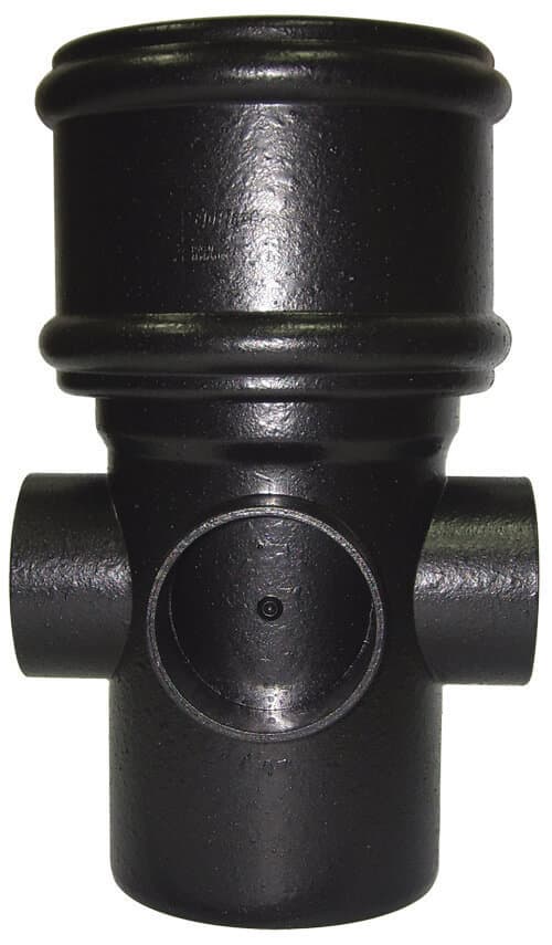 FloPlast Ring Seal Soil Boss Pipe Single Socket - 110mm Cast Iron Effect