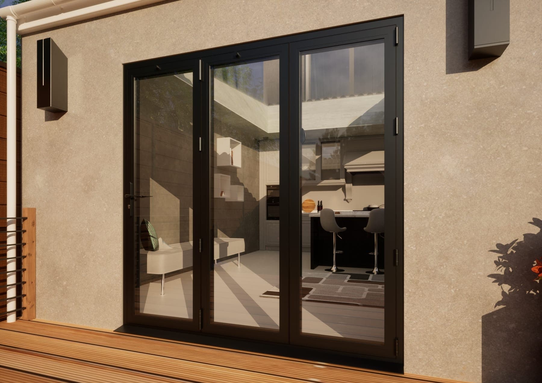 Aluminium Bifold Door Part Q Compliant - 2100mm Anthracite Grey - 3 Right