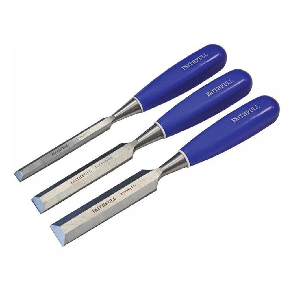 Faithfull Bevel Edge Chisel Blue Grip Set 3 Piece