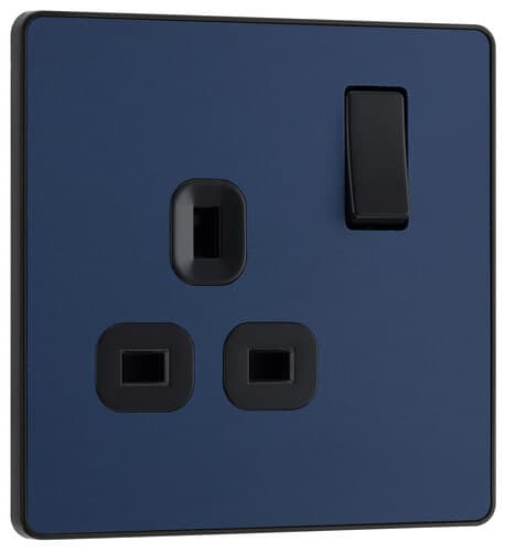 Nexus Metal Black Nickel Single Switched 13A Power Socket NBN21B-01