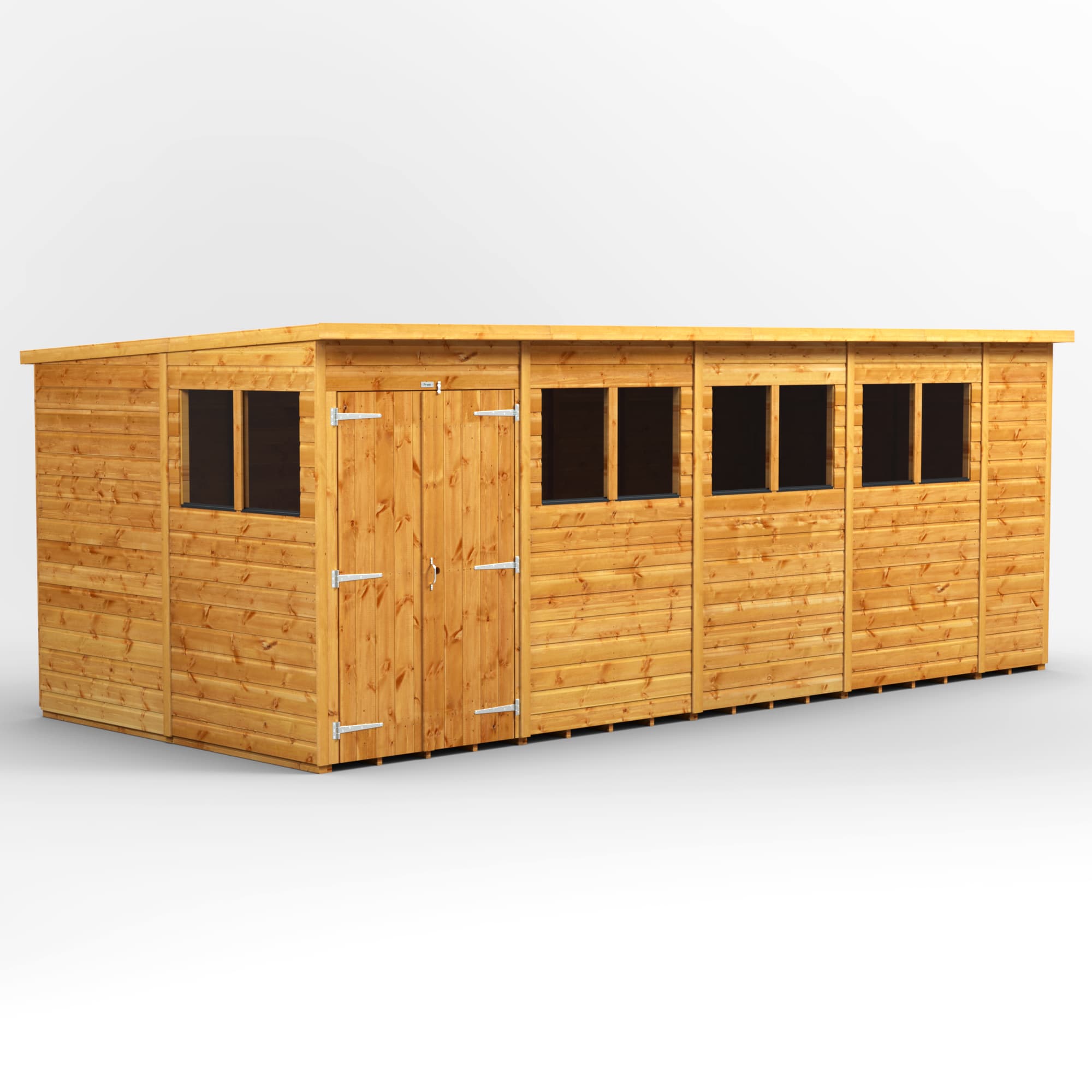 Powersheds 18 x 8 Power Pent Double Door Garden Shed