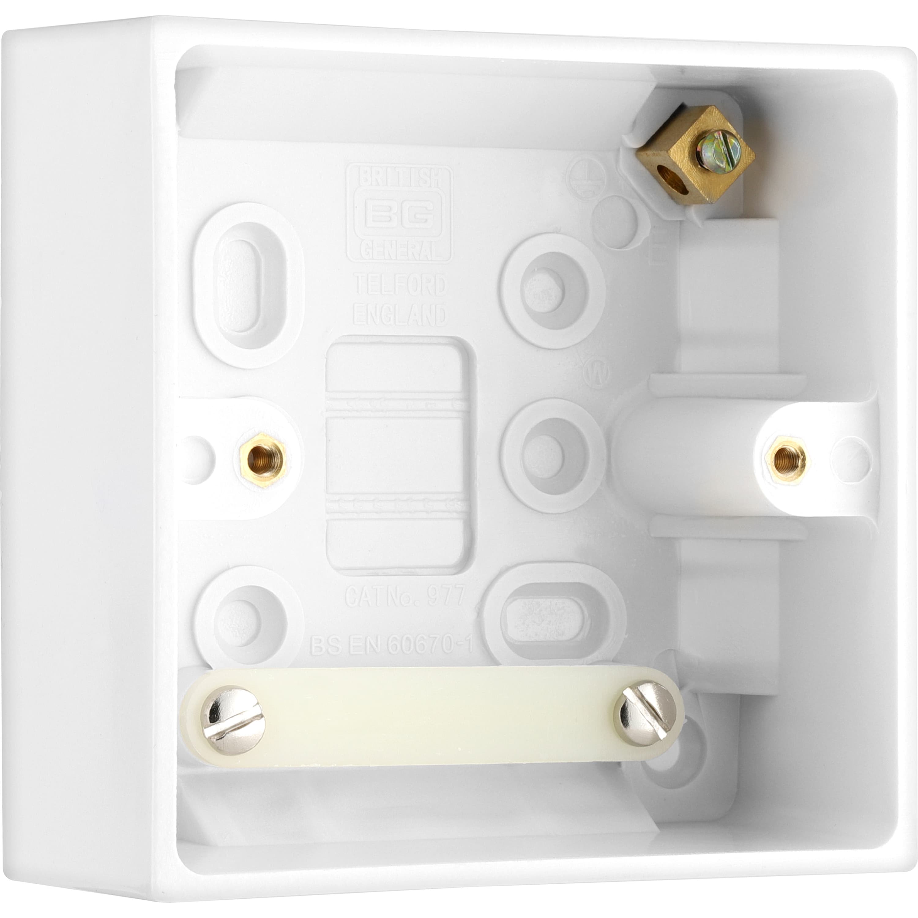 BG Electrical 977 1-Gang 45mm Deep Surface Mounted Box Square Edge White