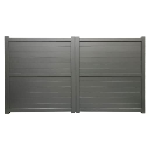Dartmoor Double Swing Flat Top Driveway Gate with Horizontal Solid Infill 3000 x 1600mm Grey