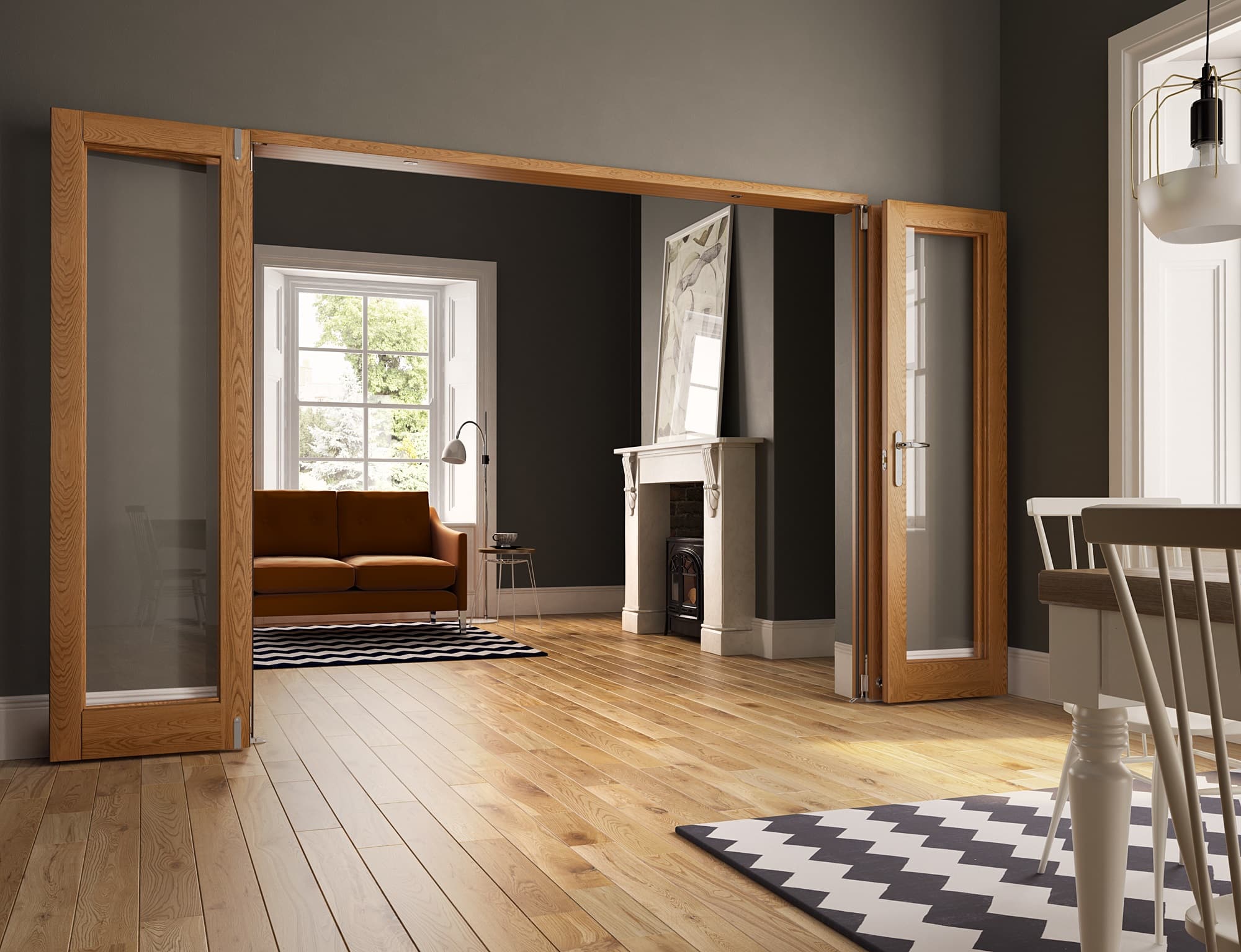 Jci Door Unfinished Oak Fold Flat Set 2400mm