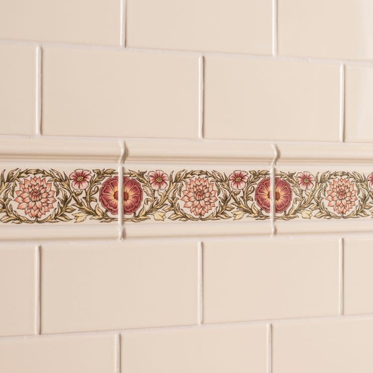 Original Style Artworks Knot Garden Pink Classical Decorative Border on County White