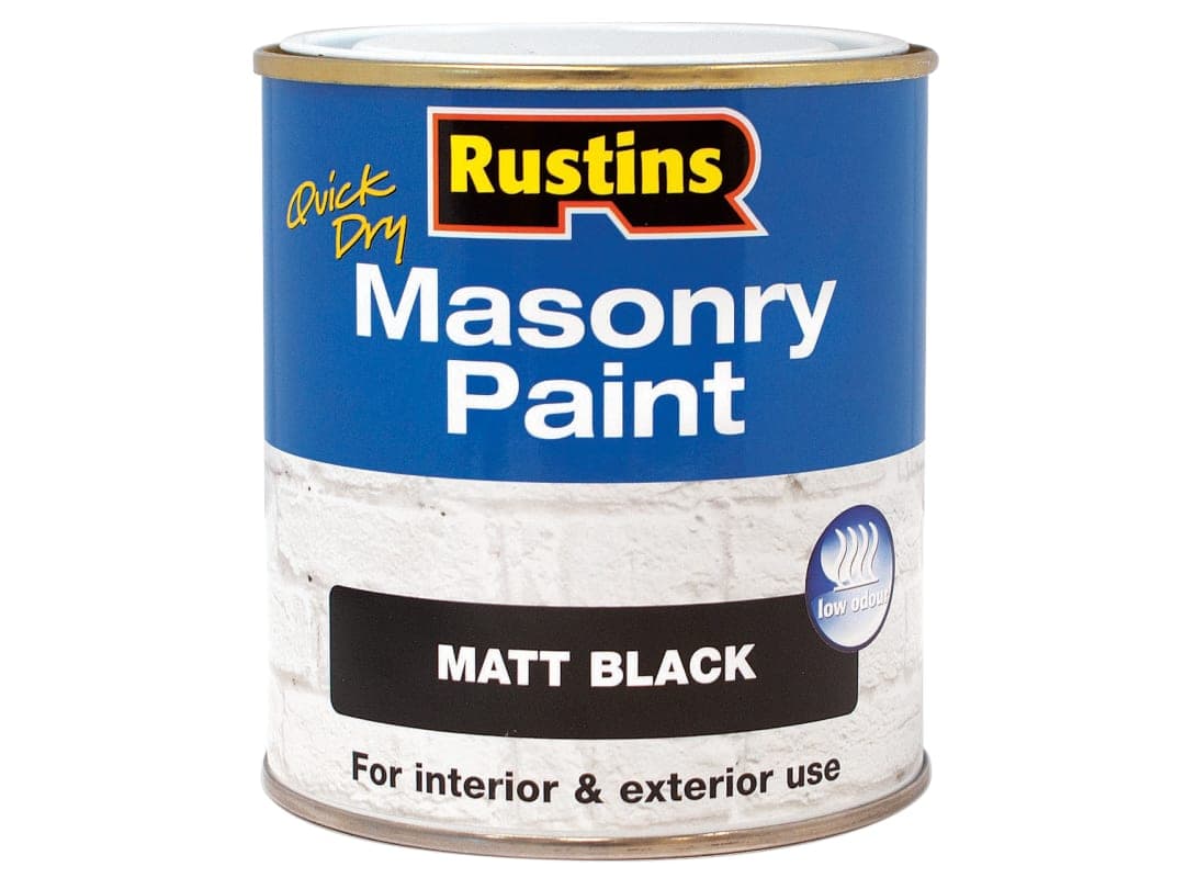 Rustins Masonry Paint Matt Black 500ml MASPB500