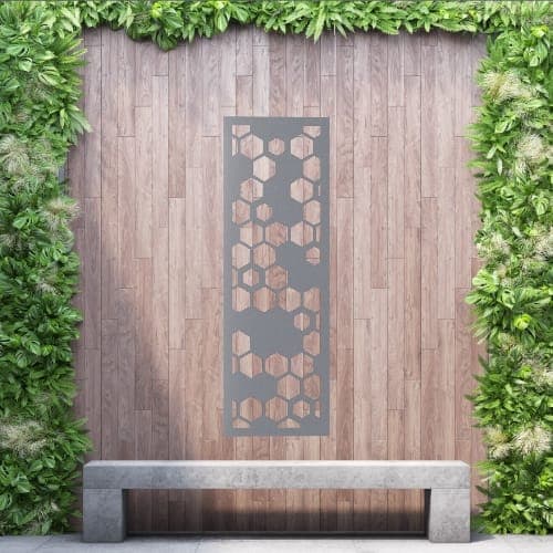 Aluminium Privacy Screen Honeycombe - Wall Mounted - 1800mm x 600mm Grey