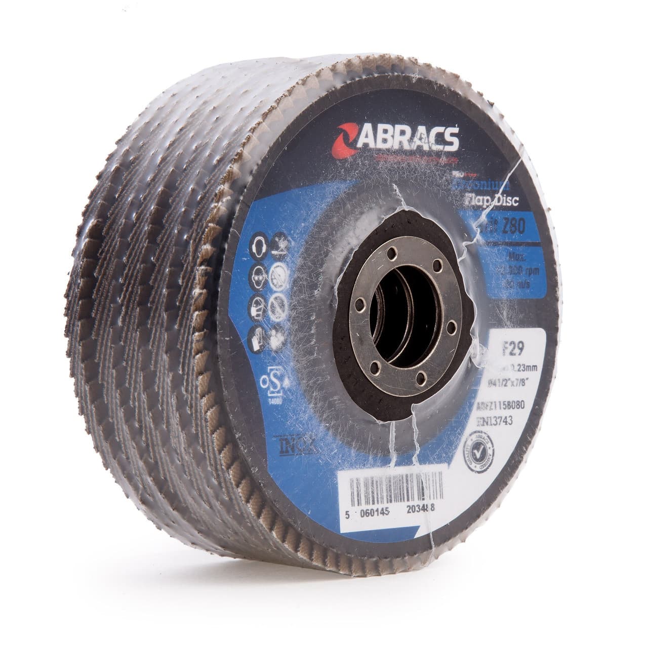 Abracs Abfz115B080 Pro Zirconium Flap Disc 115Mm 80 Grit (5 Pack)