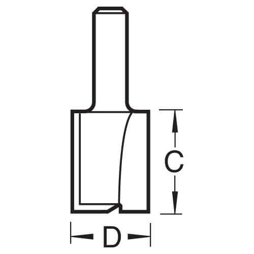 Trend 1/2in Tct Two Flute Straight Worktop Router Cutter 12.7Mm X 50Mm 5 Pack Pack 1 BR01/5