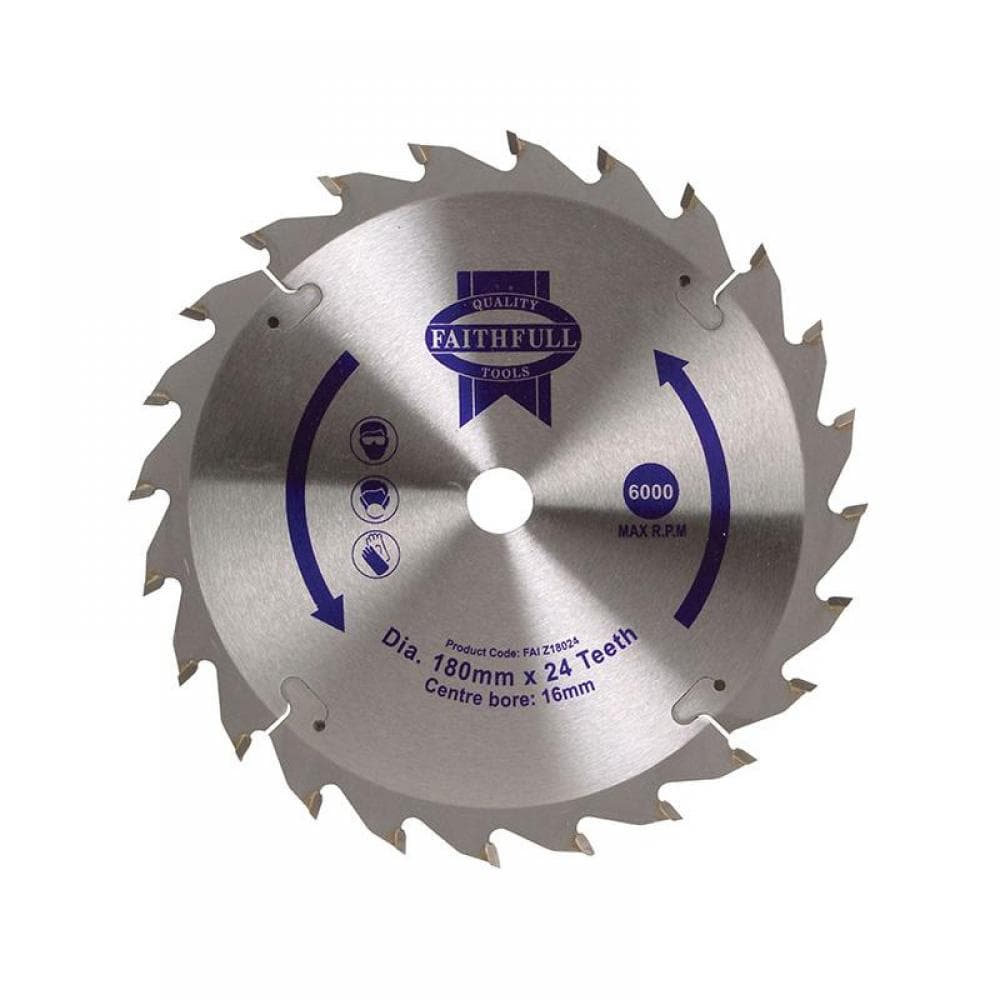 Faithfull FAIZ18024 Tct Circular Saw Blade 180 X 16Mm X 24T Pos