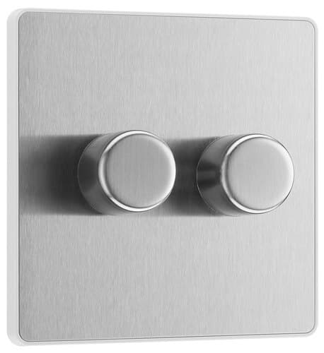 Screwed Flatplate Brushed Steel Dual Voltage Shaver Socket SBS20G-02