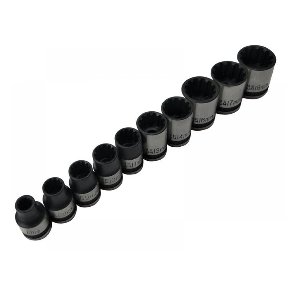 Bluespot Tools 1543 3/8In Drive Spline Socket Set Metric 10 Piece