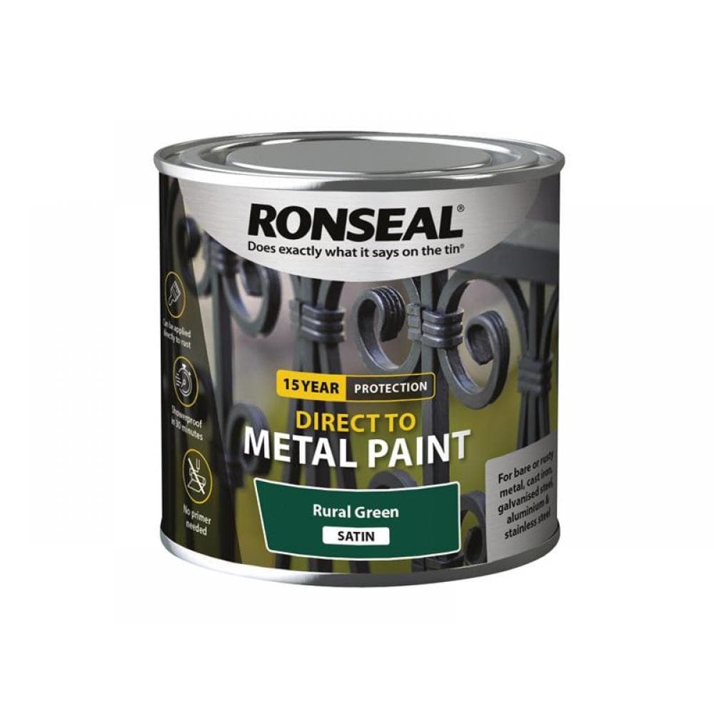 Ronseal 39186 Direct To Metal Paint Rural Green Satin 250Ml