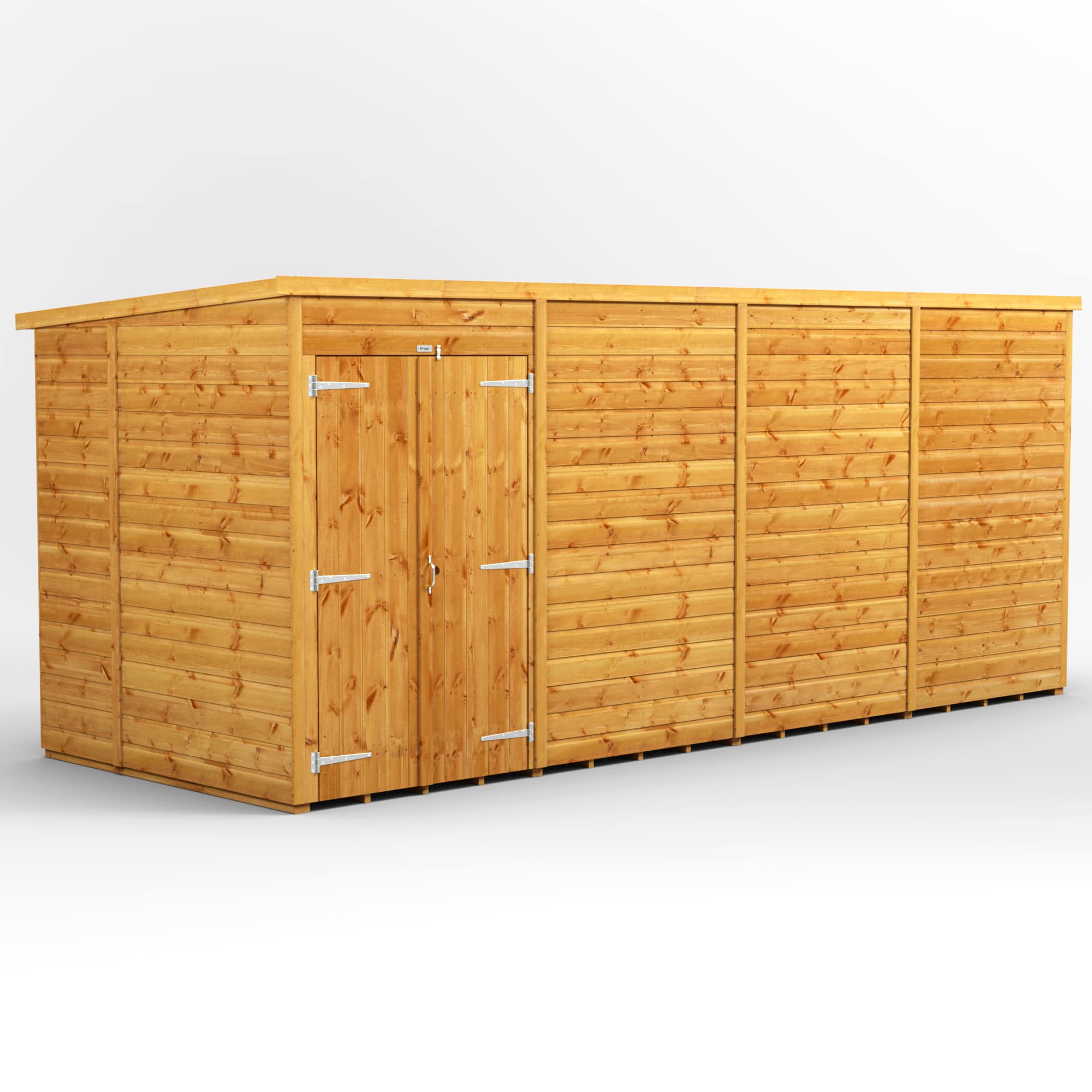 Powersheds 16 x 6 Power Windowless Pent Double Door