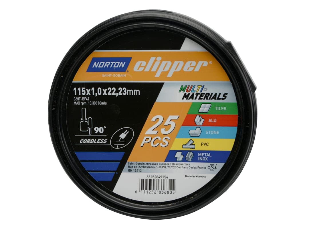 Norton Clipper Clipper® Multi-Material Cutting Discs 115 x 22.23mm (Tub of 25) 66252849154