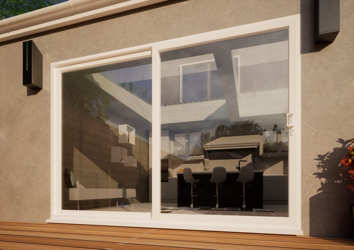 PVC Sliding Door - 3000mm White - Right Hand Slide & Left Hand Fixed
