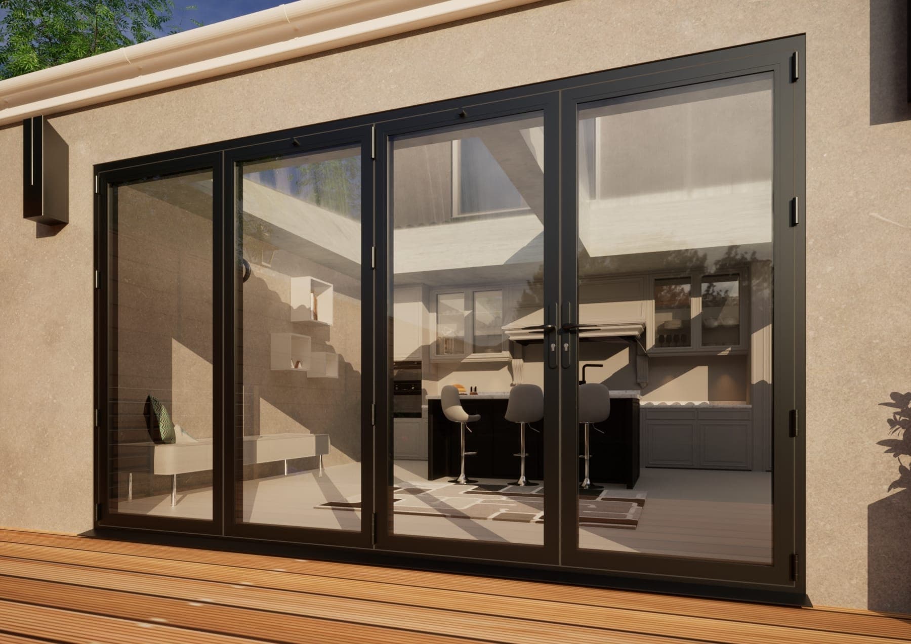 Aluminium Bifold Door - 3600mm Anthracite Grey - 3 Left 1 Right