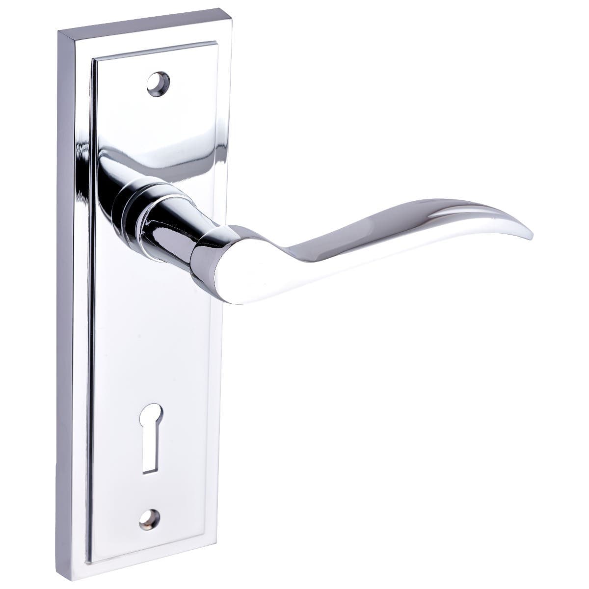 Berkley Key Lock Lever Door Handle - Polished Chrome - Internal/External - Pair - Designer Levers