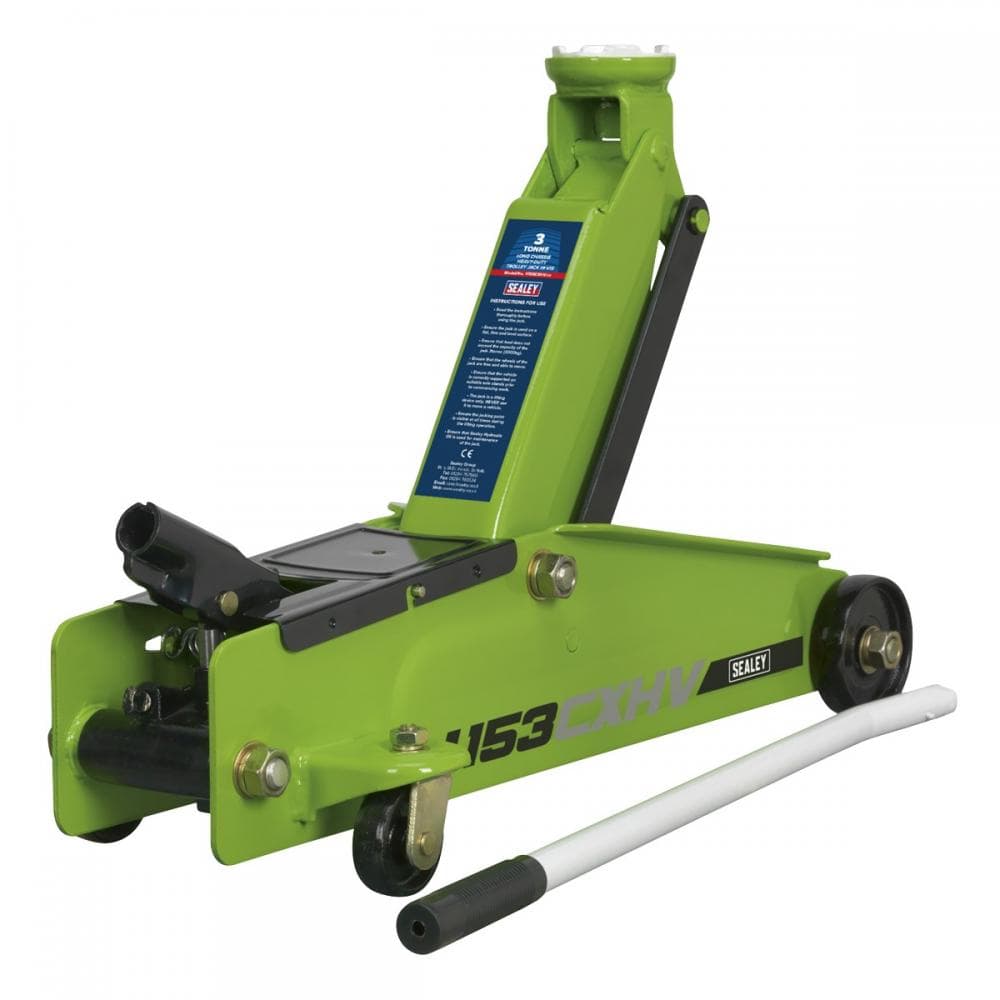Sealey 1153CXHV Trolley Jack 3 Tonne Long Reach Heavy-Duty Hi-Vis