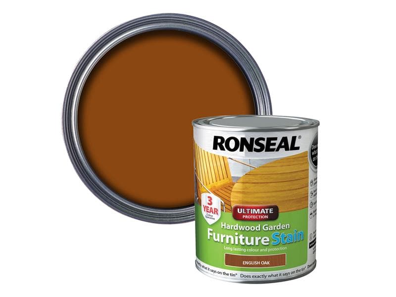 Ronseal 36431 Ultimate Protection Hardwood Garden Furniture Stain English Oak 750Ml