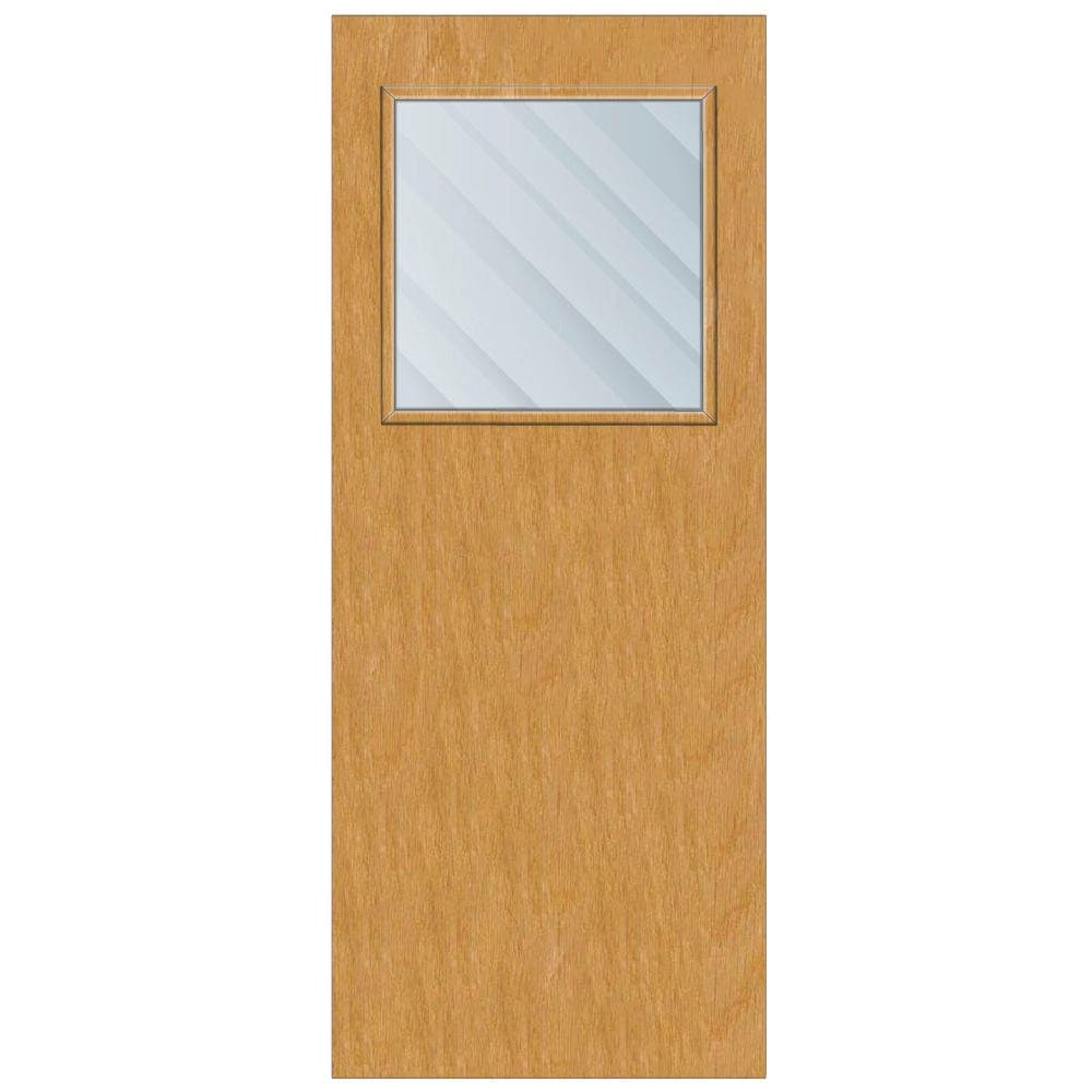 Crown Oak Solid Core FD30 Clear Glazed Internal Fire Door 1981mm x 762mm x 44mm | 600mm x 538mm VP