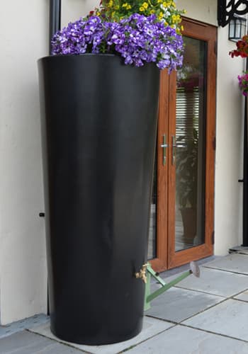 Large 380L Garden Planter Water Butt Black with Tap Kit & Diverter Original Organics