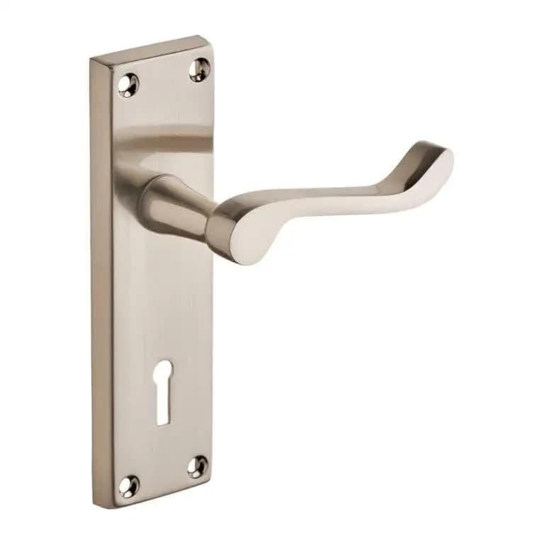 Victorian Scroll Lock Door Handle - Satin Nickel - Internal - Designer Levers