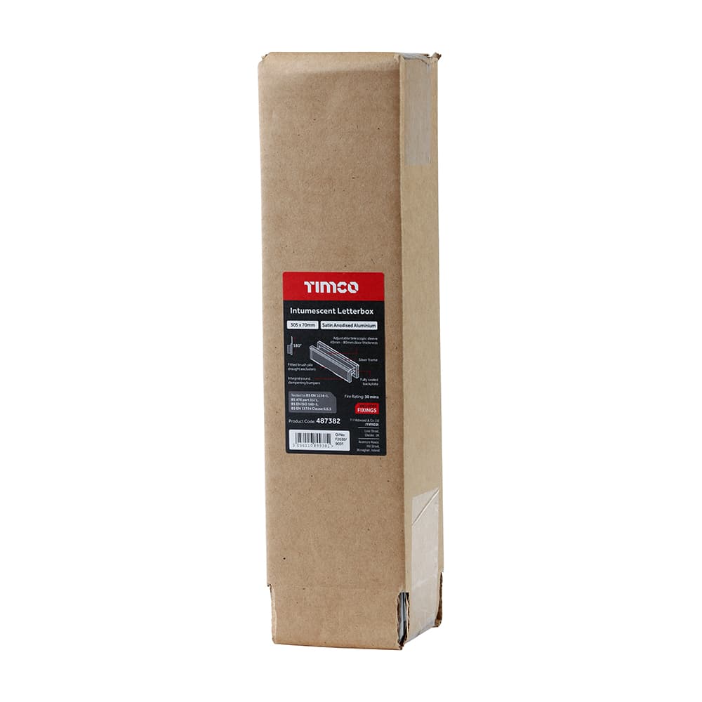 Timco Intumescent Letterbox - Satin Anodised Aluminium - Silver Frame Box 1 487382