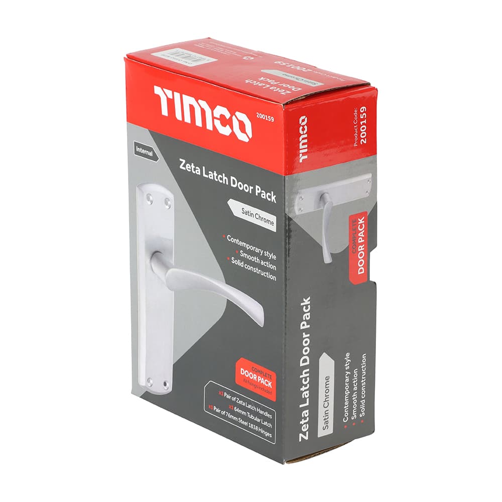 Timco Zeta Latch Door Pack - Satin Chrome Box 1 200159